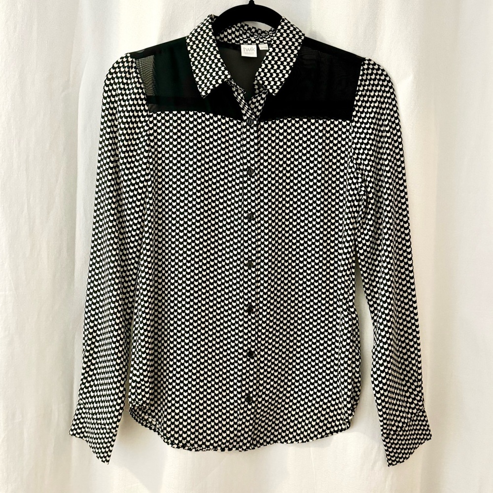 TWIK by Simons Black and White Patterned Blouse